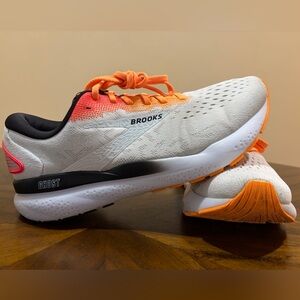 Brooks Ghost 16 Running Shoes - Men’s Size 9 - White/Orange